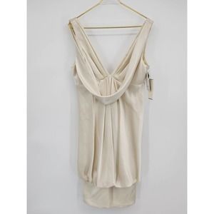 ABS Collection Allen Schwartz Cream Satin Drape Dress Plunging Size 8 NWT